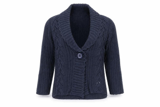M&Co Women Blue Knit Shawl Collar Cardigan Size S Acrylic