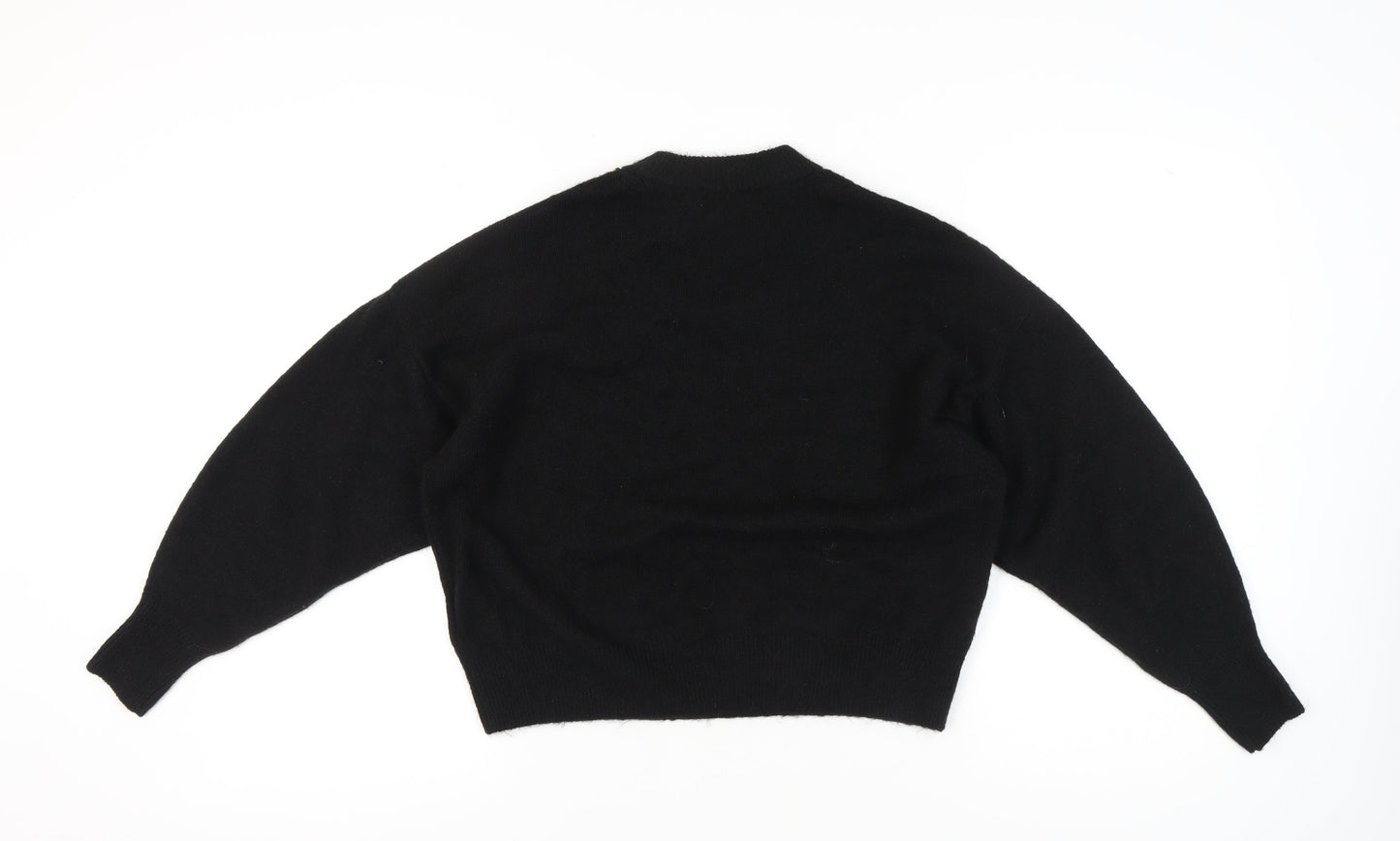 H&M Women’s Black Crew Neck Pullover Jumper Size S Polyester Knit