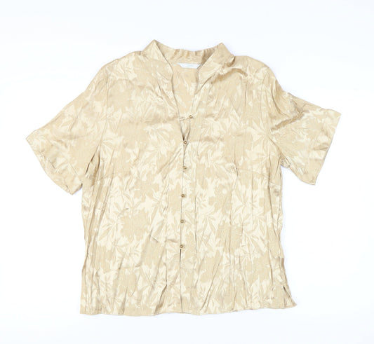 Marks and Spencer Women’s Beige Floral Button-Up Shirt Size 20