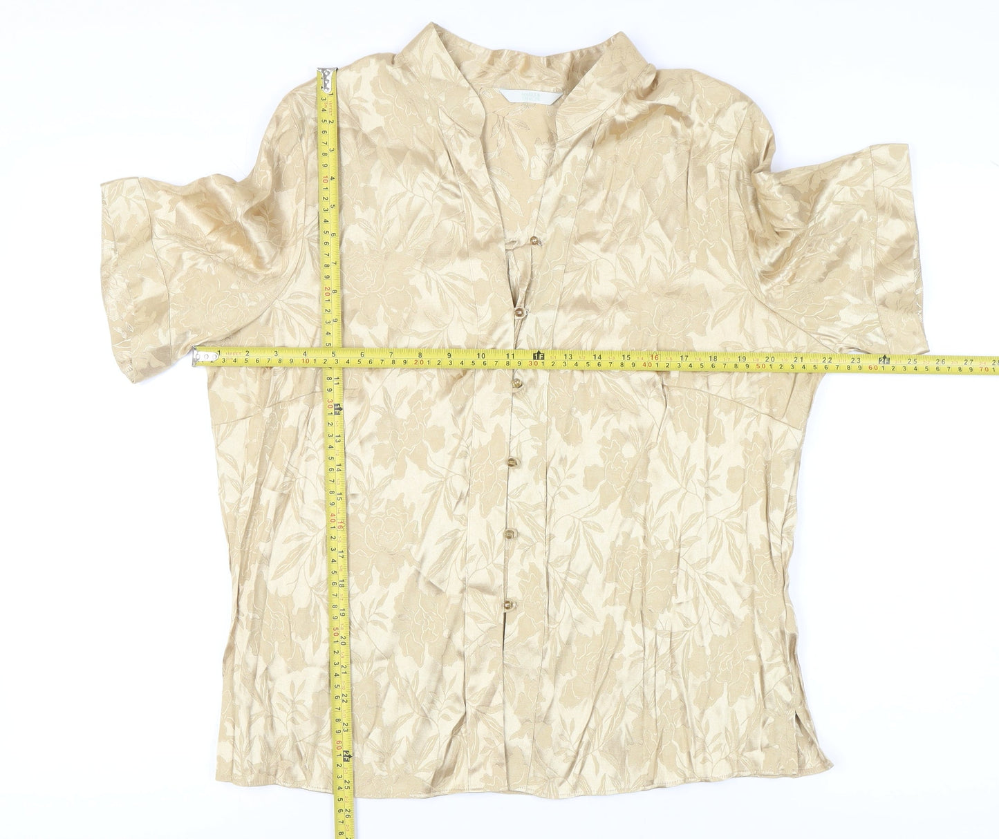 Marks and Spencer Women’s Beige Floral Button-Up Shirt Size 20