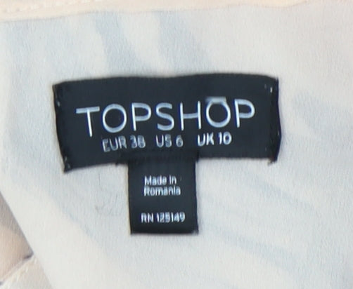 Topshop Women’s Beige Animal Print Blouson Dress Size 10