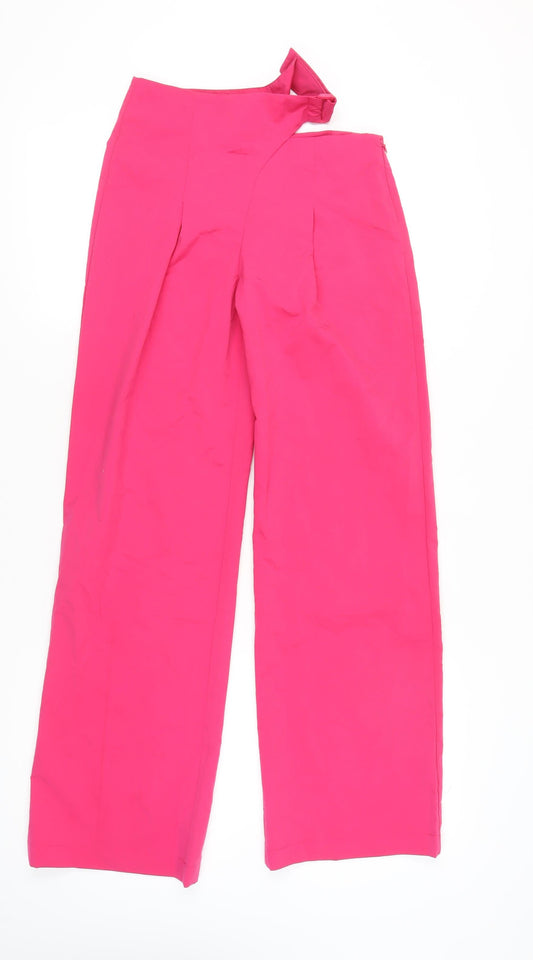 Collusion Women’s Pink Wide-Leg High-Rise Buckle Trousers Size 4