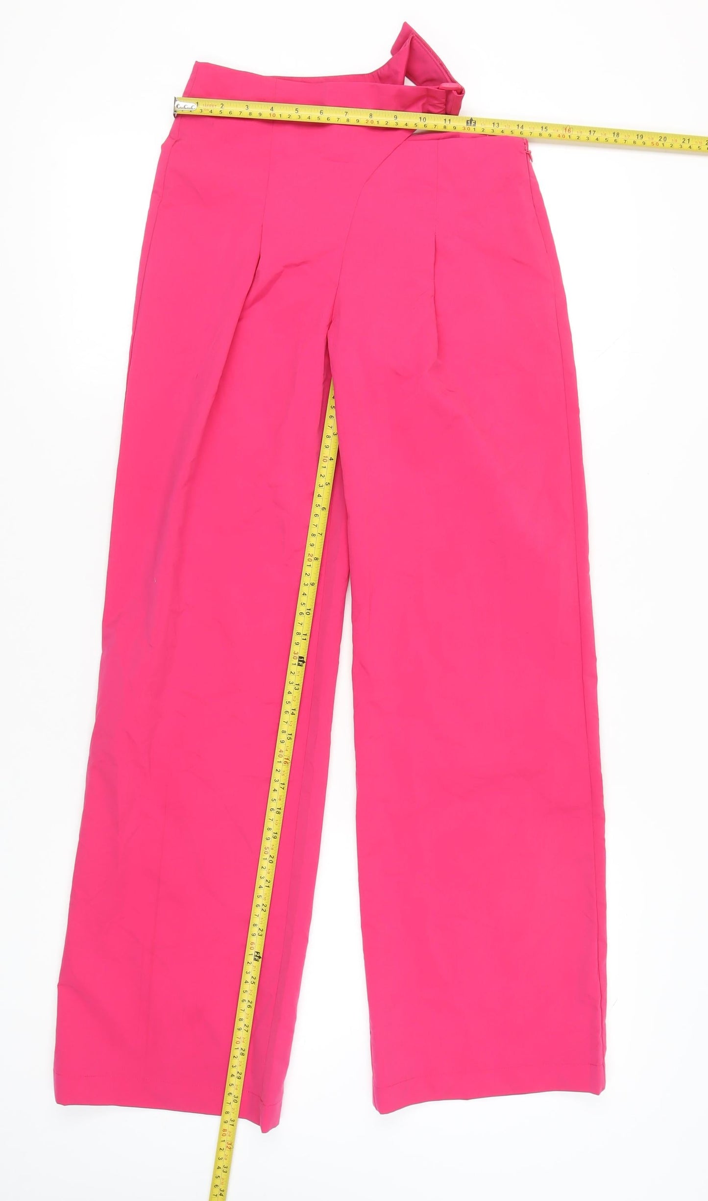Collusion Women’s Pink Wide-Leg High-Rise Buckle Trousers Size 4