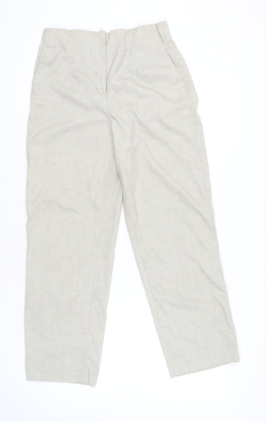 H&M Women’s Beige Straight Leg Trousers Size 16 Mid Rise Casual Workwear