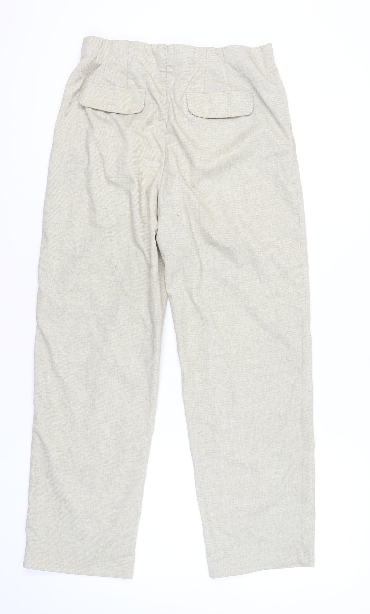 H&M Women’s Beige Straight Leg Trousers Size 16 Mid Rise Casual Workwear