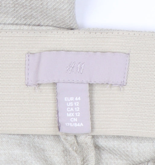 H&M Women’s Beige Straight Leg Trousers Size 16 Mid Rise Casual Workwear