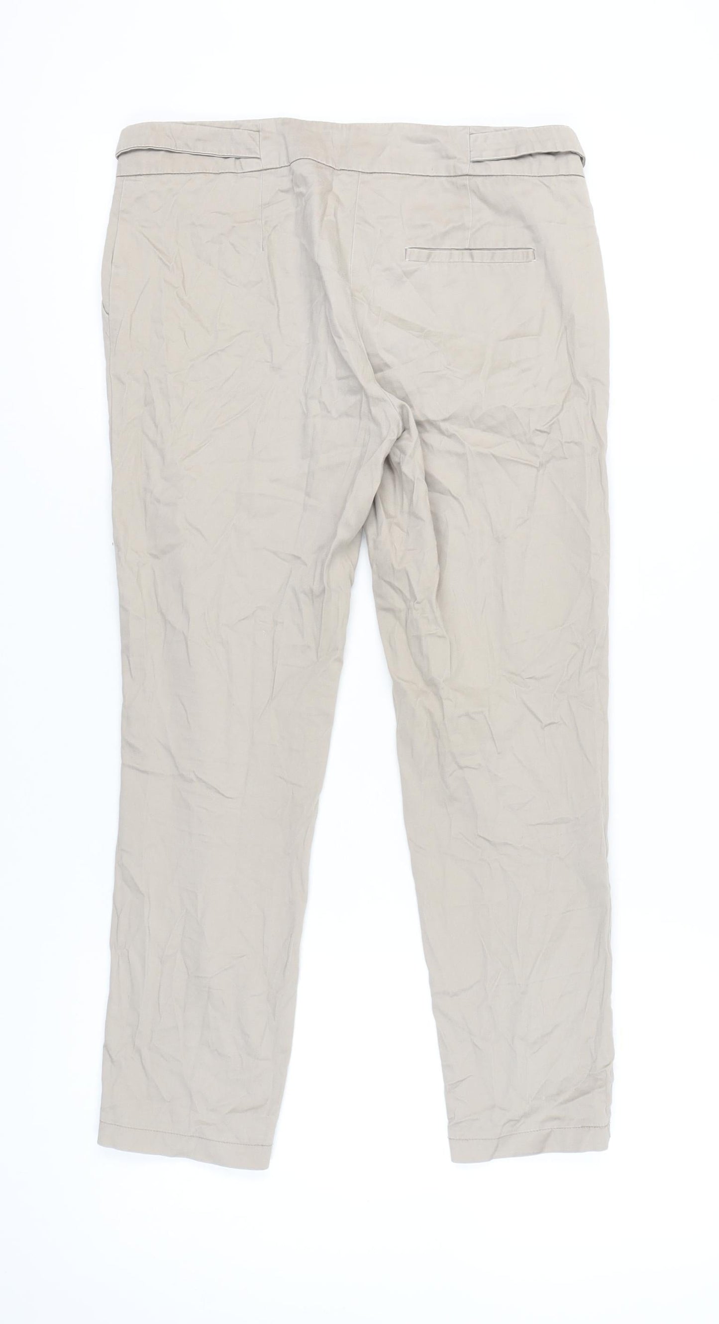 Warehouse Womens Beige Chino Trousers UK 10 Slim Fit Straight Leg