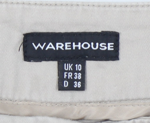 Warehouse Womens Beige Chino Trousers UK 10 Slim Fit Straight Leg