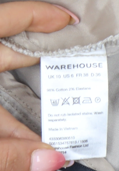Warehouse Womens Beige Chino Trousers UK 10 Slim Fit Straight Leg