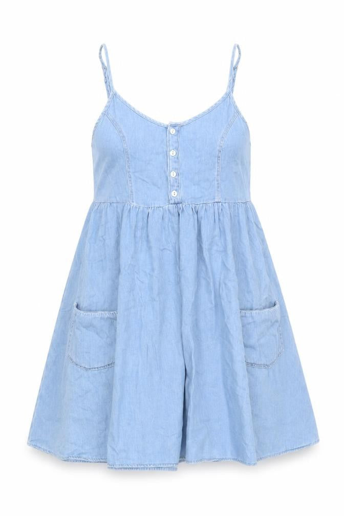 Topshop MOTO Women's Blue Size 10 A-Line Denim Short Dress