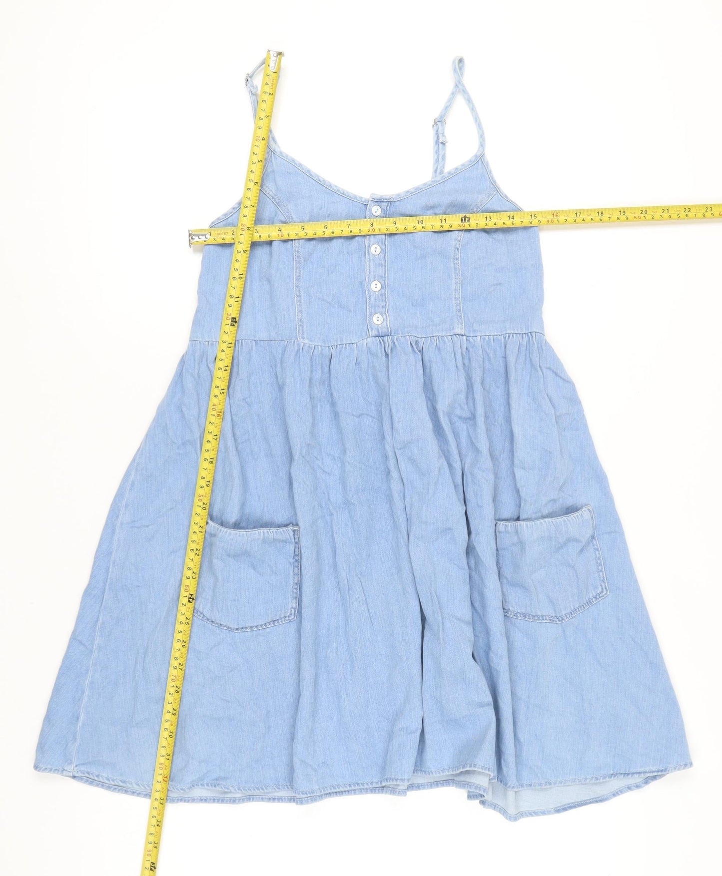 Topshop MOTO Women's Blue Size 10 A-Line Denim Short Dress