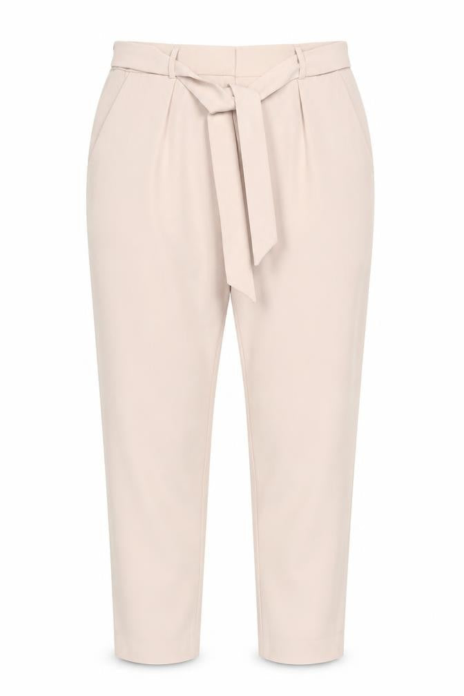Eastex Women Beige Size 10 Paperbag Tapered Trousers Belted