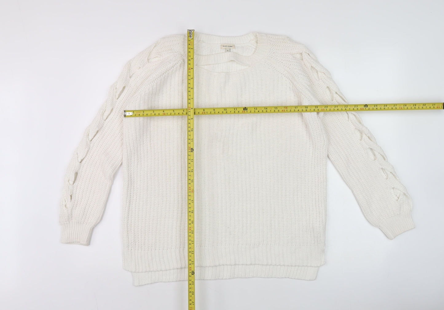 River Island Women’s Ivory Size 6 Scoop Neck Chunky Knit Jumper