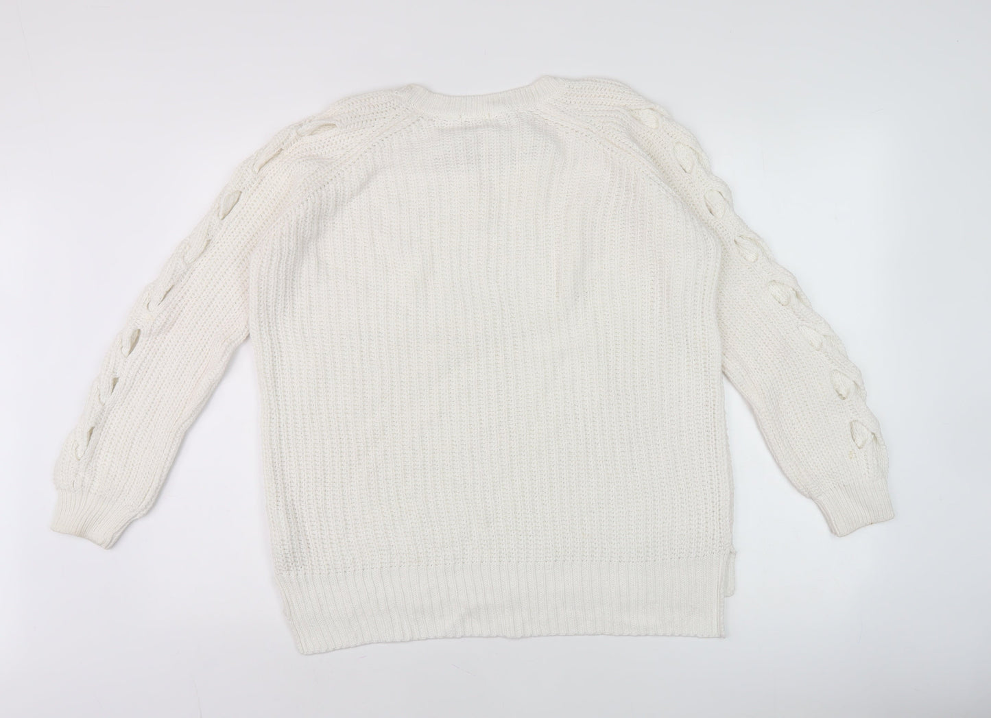 River Island Women’s Ivory Size 6 Scoop Neck Chunky Knit Jumper