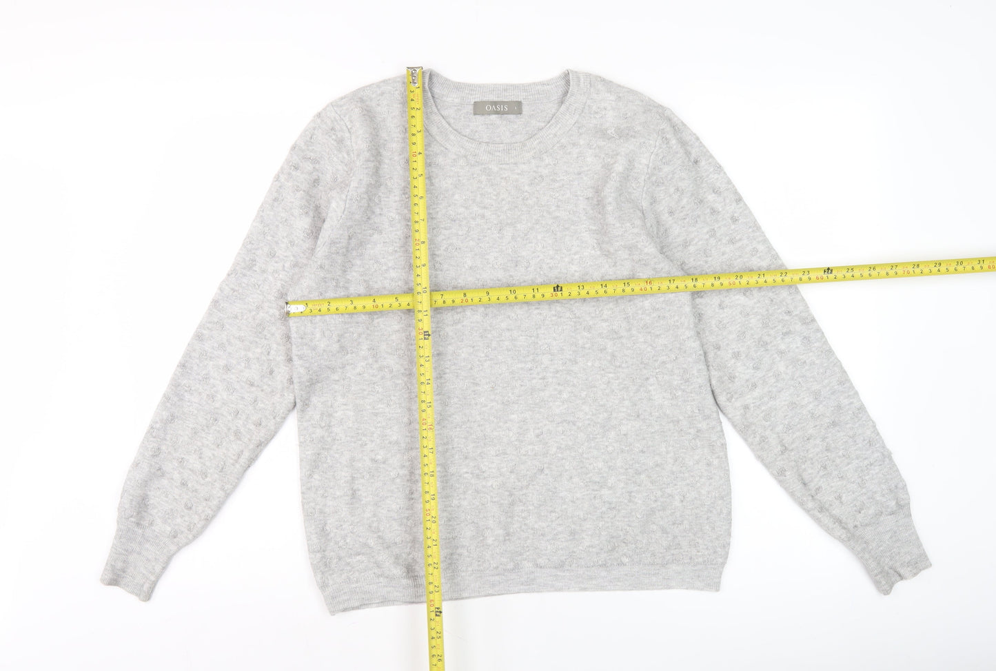 Oasis Women's Grey Crew Neck Long Sleeve Pullover Jumper L