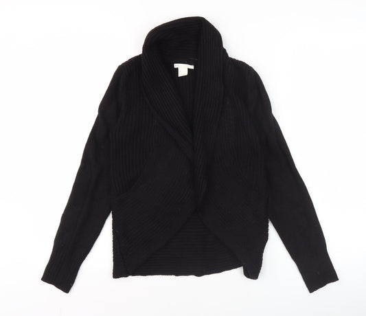 H&M Women’s Black Shawl Collar Cardigan Size S Ribbed Knit Long Sleeve