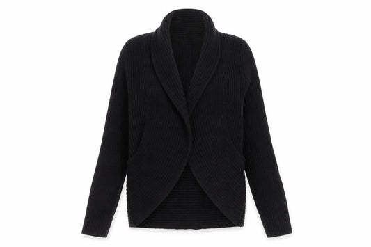 H&M Women’s Black Shawl Collar Cardigan Size S Ribbed Knit Long Sleeve