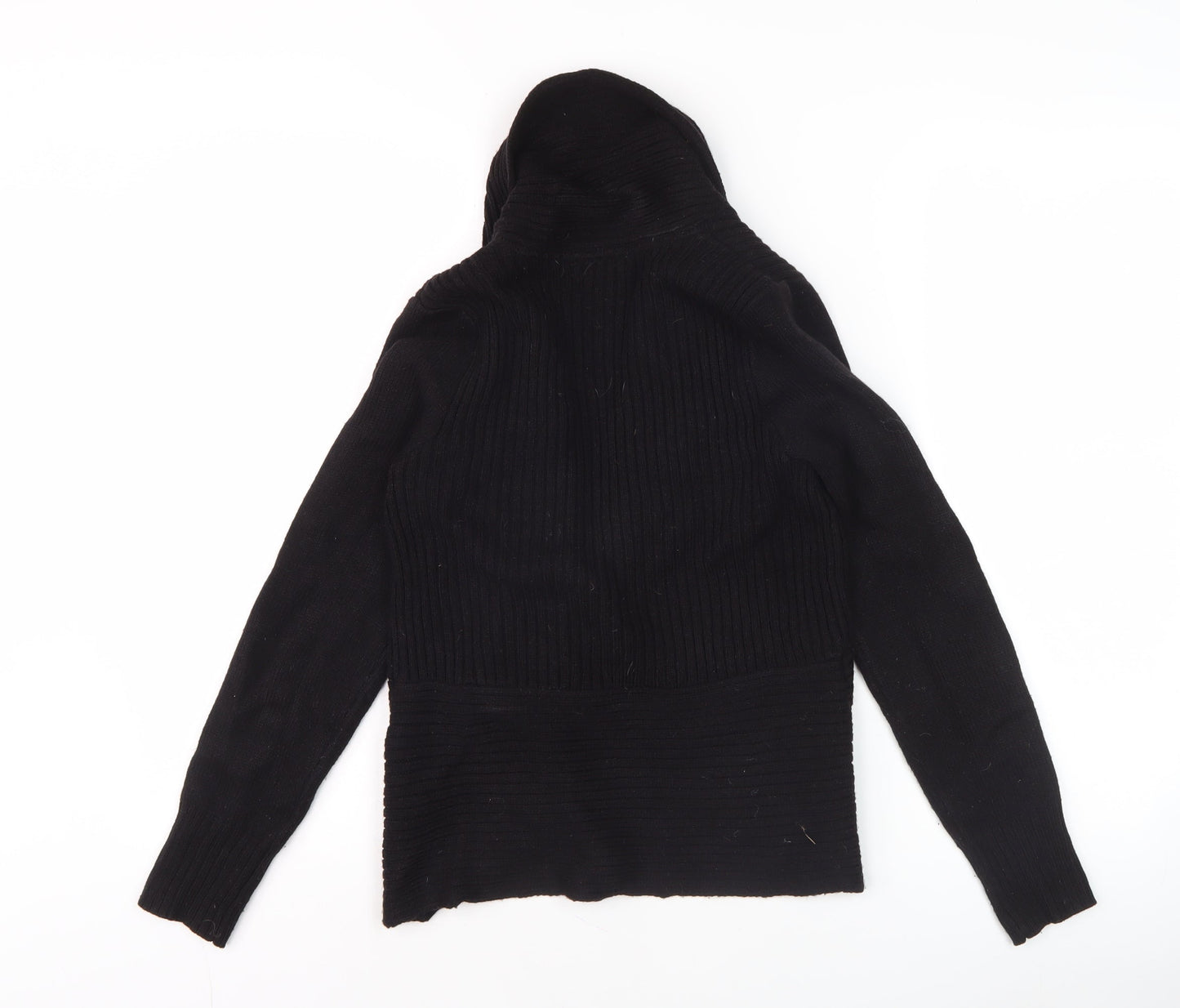 H&M Women’s Black Shawl Collar Cardigan Size S Ribbed Knit Long Sleeve