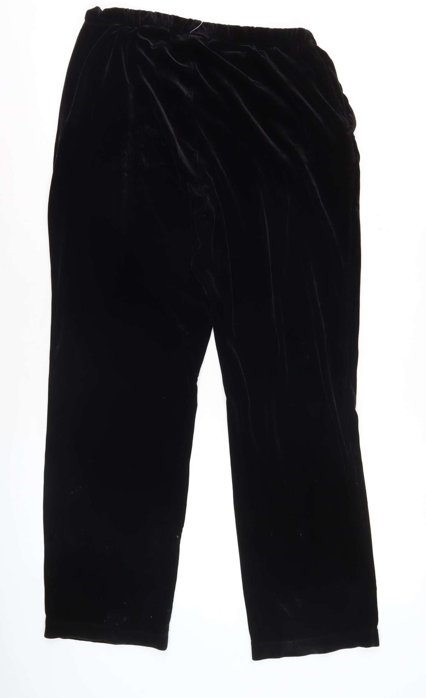 Lands' End Women’s Black Velvet Straight Leg Trousers 6-8