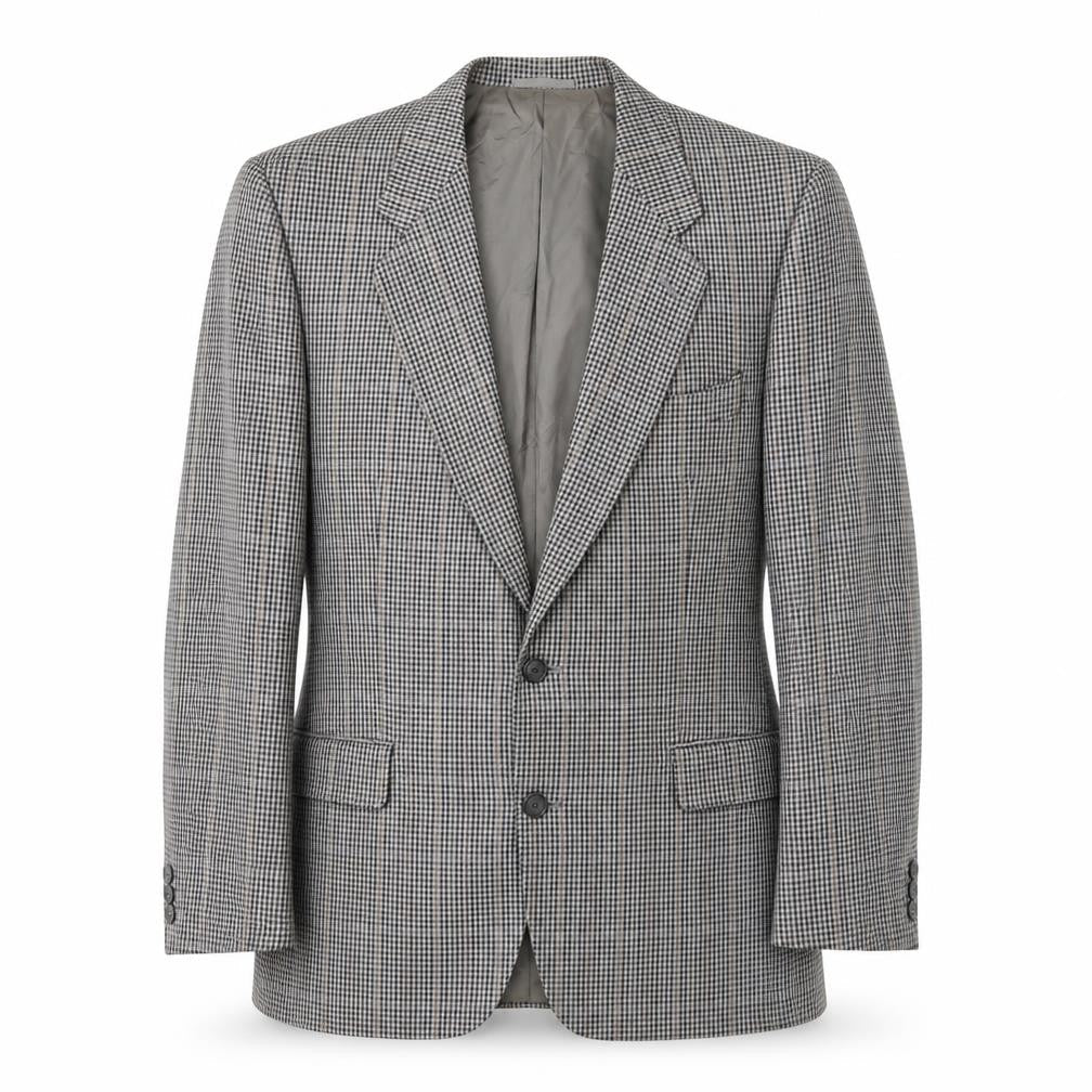 Jaeger Men's Grey Check Wool Blazer Jacket 50R Regular Fit