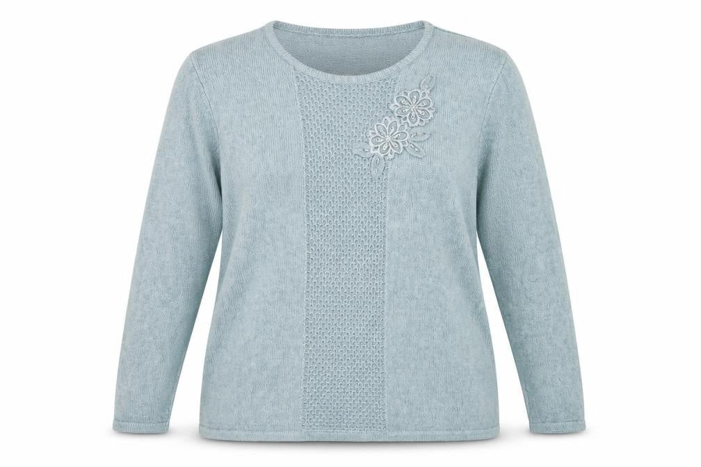 Bonmarché Women's Blue L Pullover Jumper with Embroidery