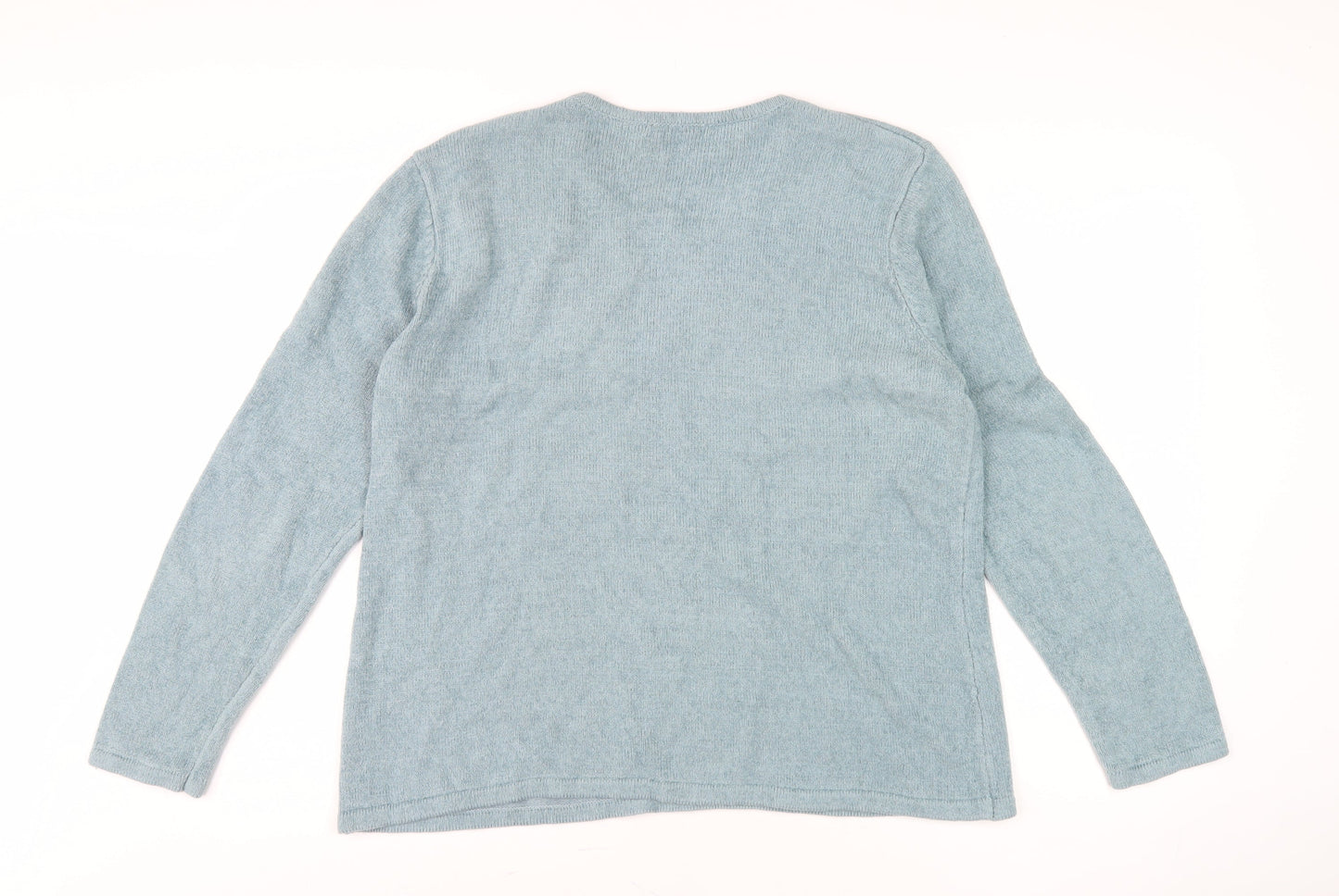 BM Collection Women's Blue L Pullover Jumper with Embroidery