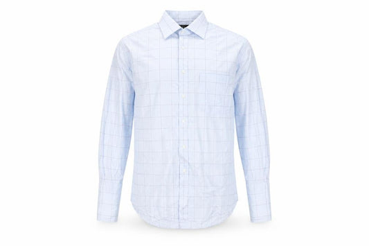 Thomas Nash Men's Blue Check 16in Cotton Long Sleeve Shirt