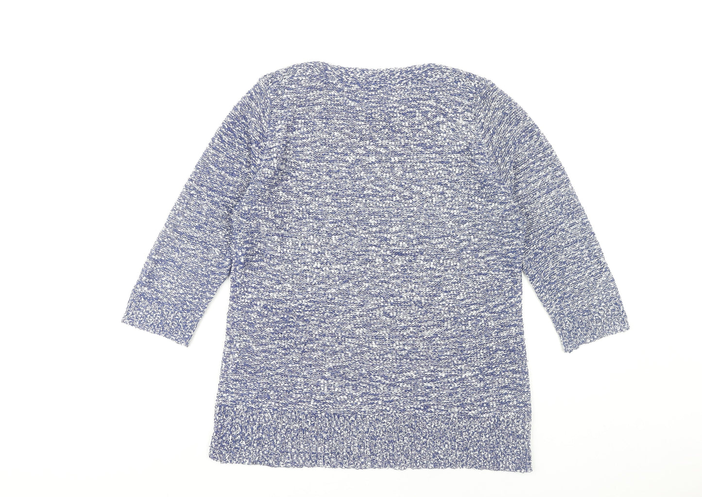 Bm Collection Women's Blue Knit Tunic Jumper Size M Crew Neck