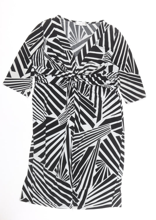 Deane & White Women’s Black Geometric Sheath Dress Size 18