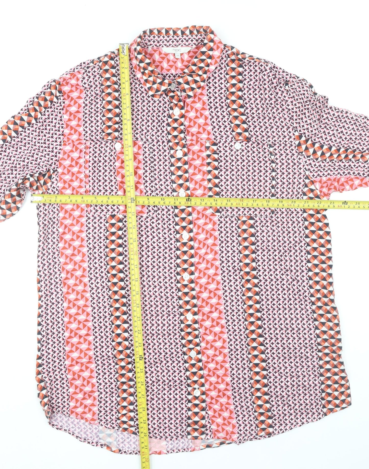 Next Women’s Multicoloured Geometric Button-Up Shirt UK 14
