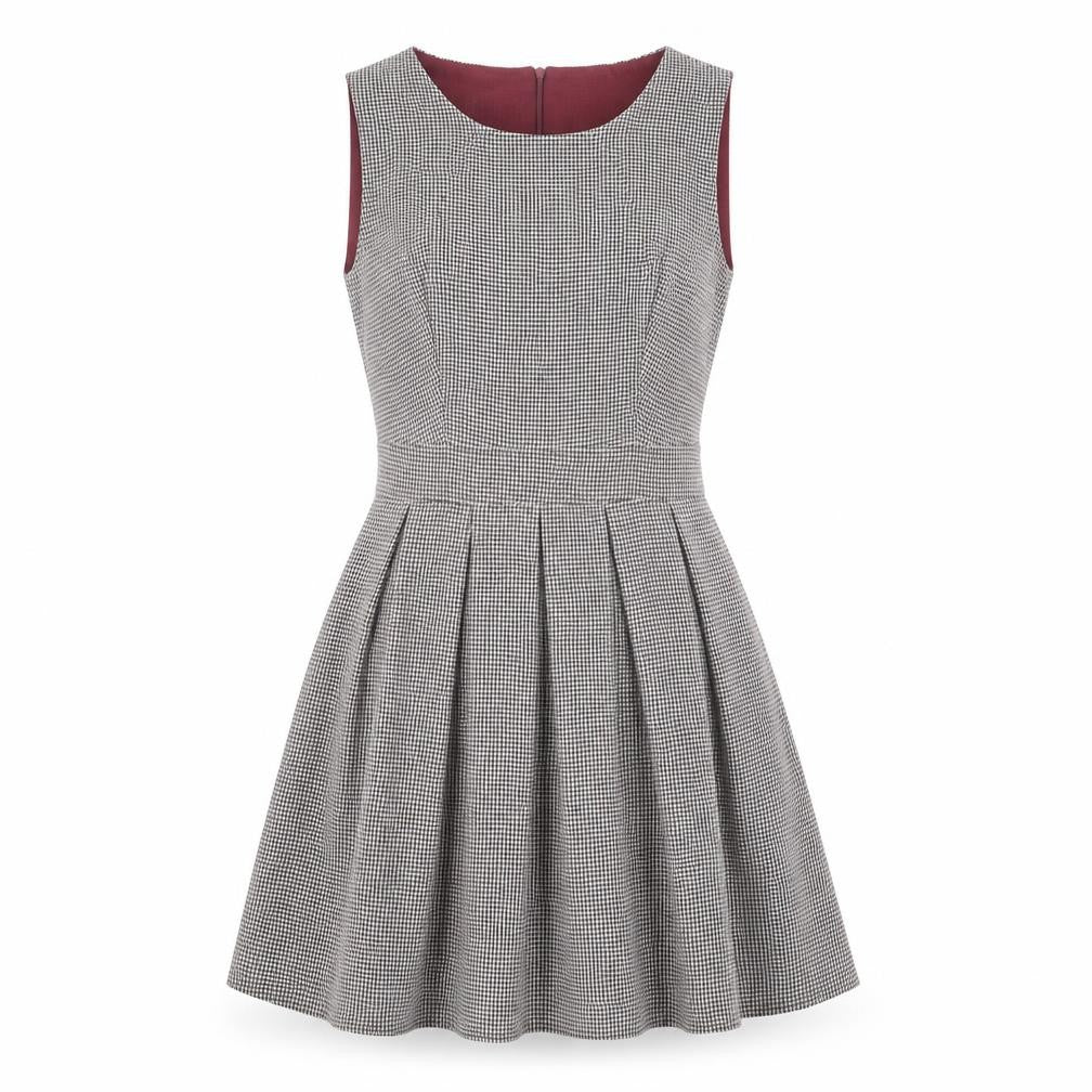 Goldkid London Women's Black Houndstooth Fit & Flare Dress UK 8