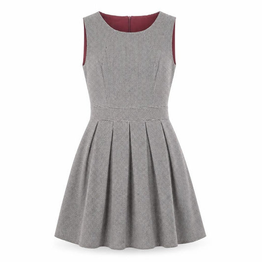 Goldkid London Women's Black Houndstooth Fit & Flare Dress UK 8