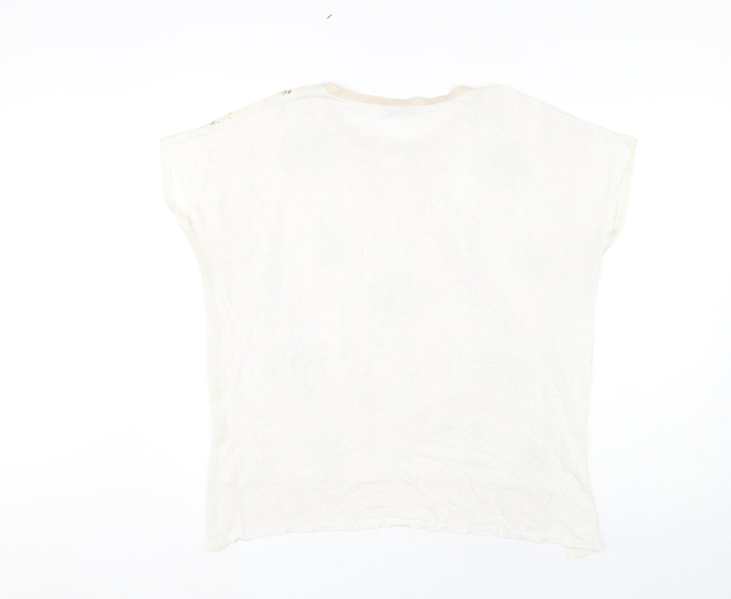 Zara Women Ivory Floral Short Sleeve Regular Fit T-Shirt Size 8