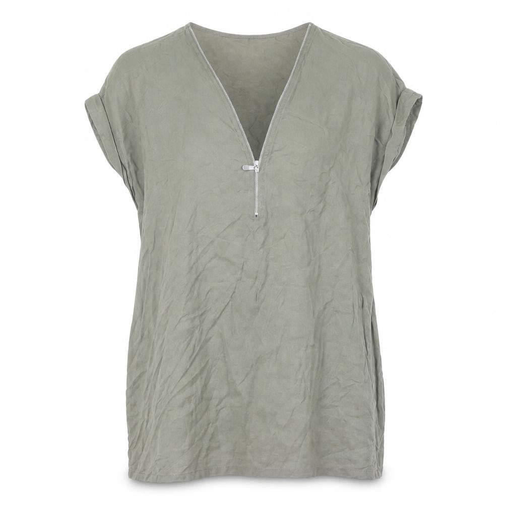 Apricot Women Green Size 12 Shift Dress V-Neck Zip Casual