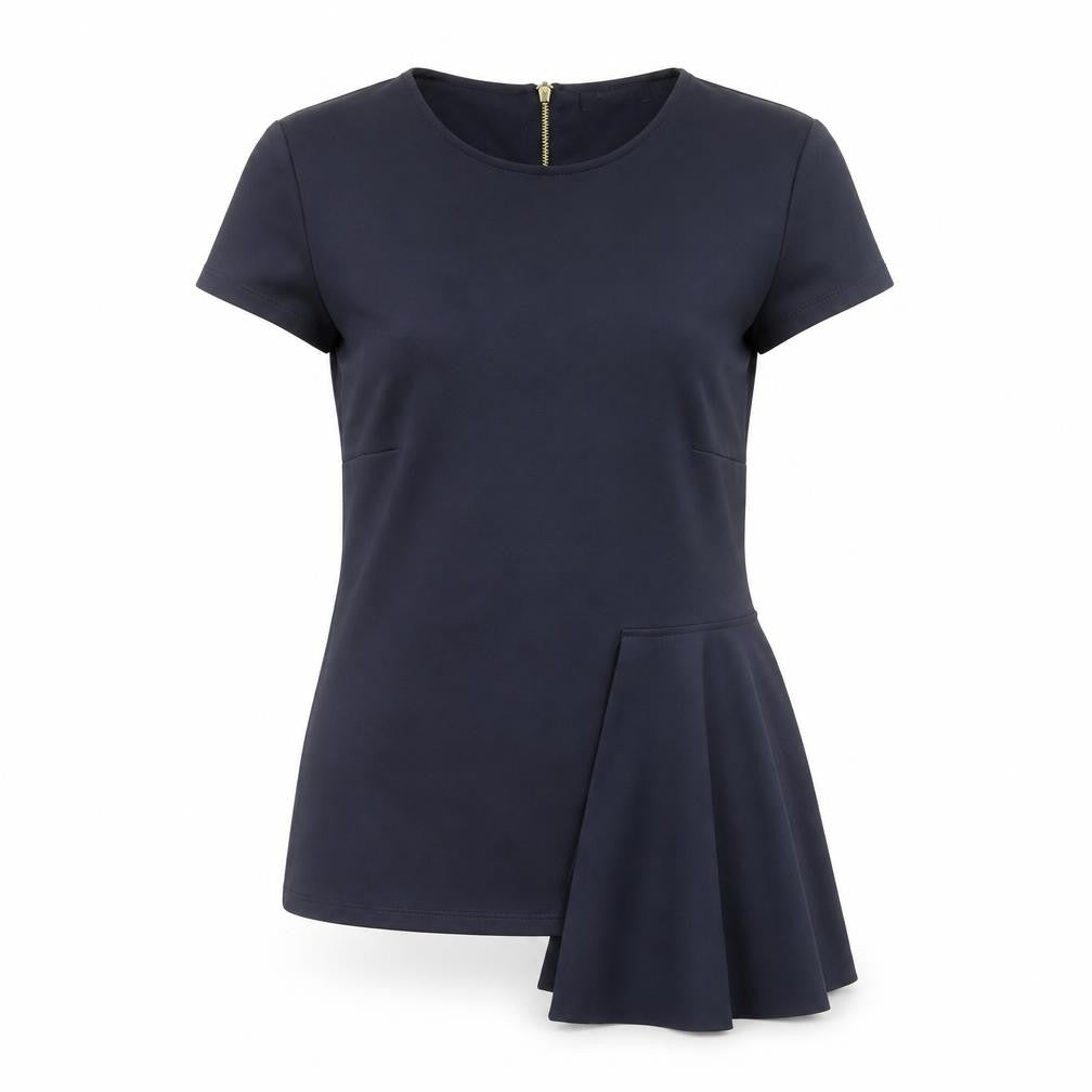 Marks & Spencer Women’s Navy Blue Blouse Size 10 Short Sleeve Zip