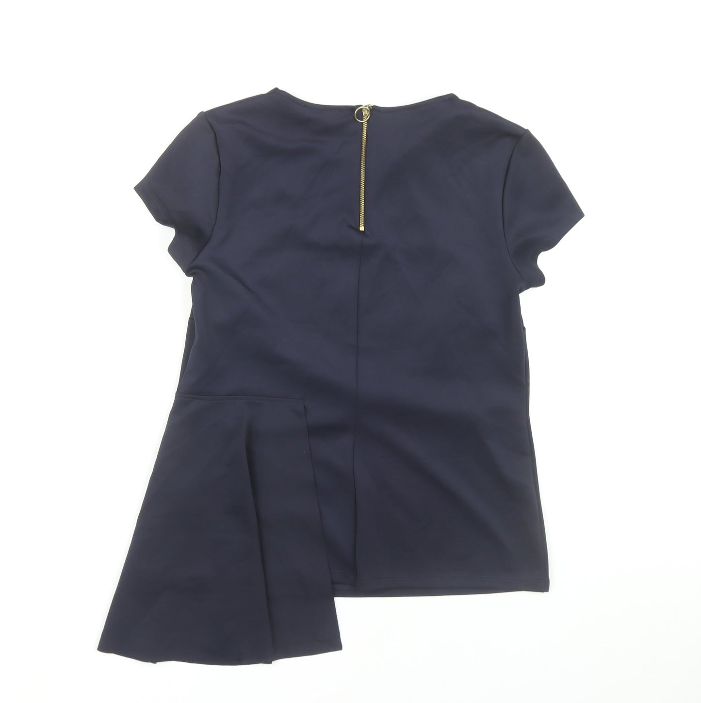 Marks and Spencer Women’s Navy Blue Blouse Size 10 Short Sleeve Zip