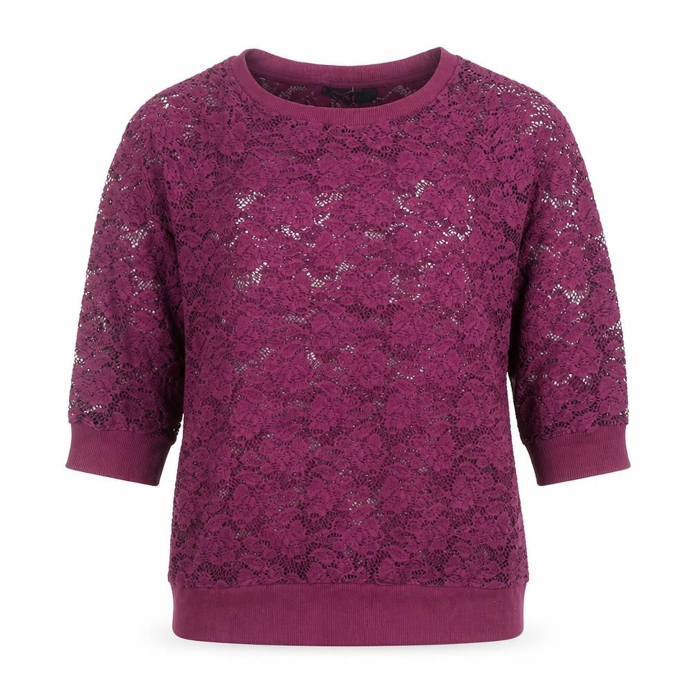 Next Women’s Purple Lace Blouse UK 8 3/4 Sleeve Crew Neck