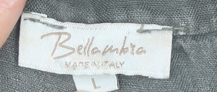 Bellabria Women's Green Linen Knee Length Shirt Dress L