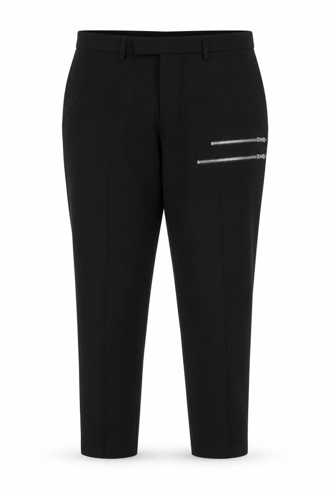 Zara Basic Women's Black XL Slim Fit Tapered Trousers with Zips