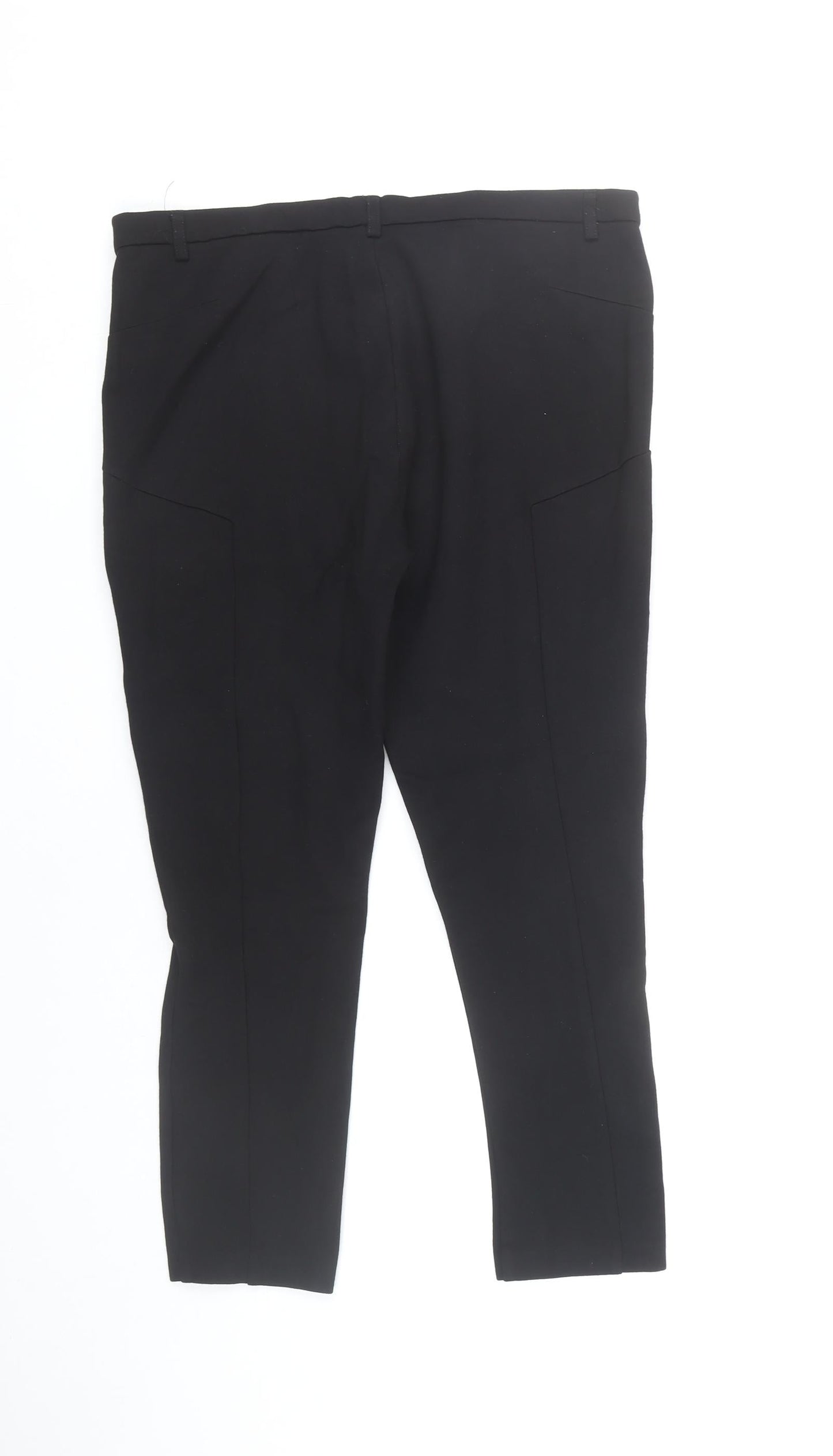 Zara Basic Women's Black XL Slim Fit Tapered Trousers with Zips
