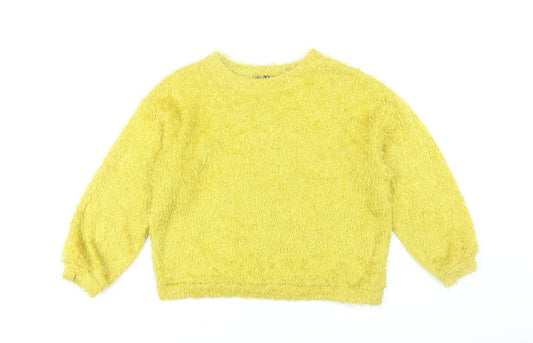 Bershka Women’s Yellow Crew Neck Pullover Jumper Size 8