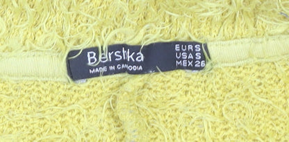 Bershka Women’s Yellow Crew Neck Pullover Jumper Size 8