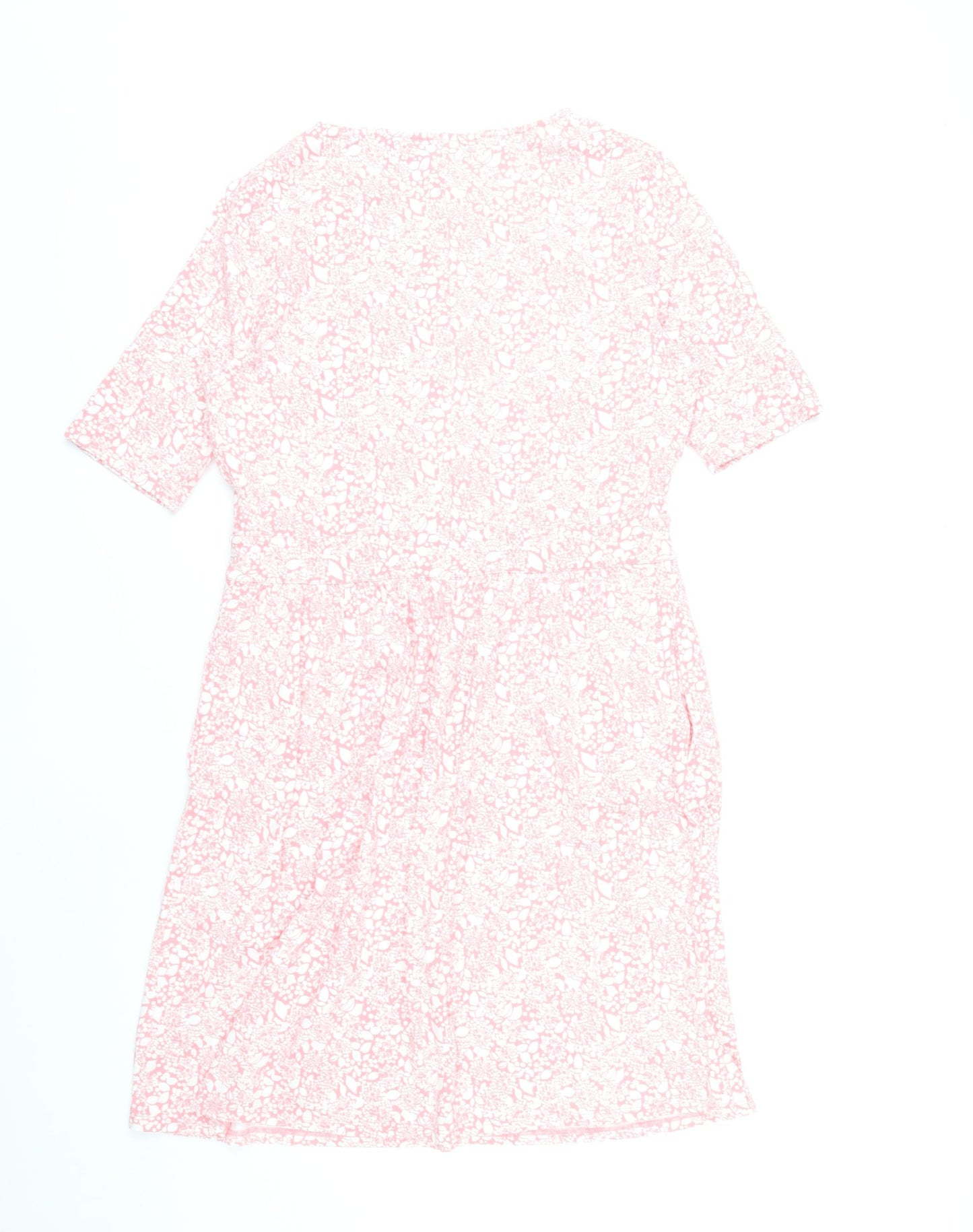 Lands' End Women’s Pink Floral Knee Length A-Line Dress M