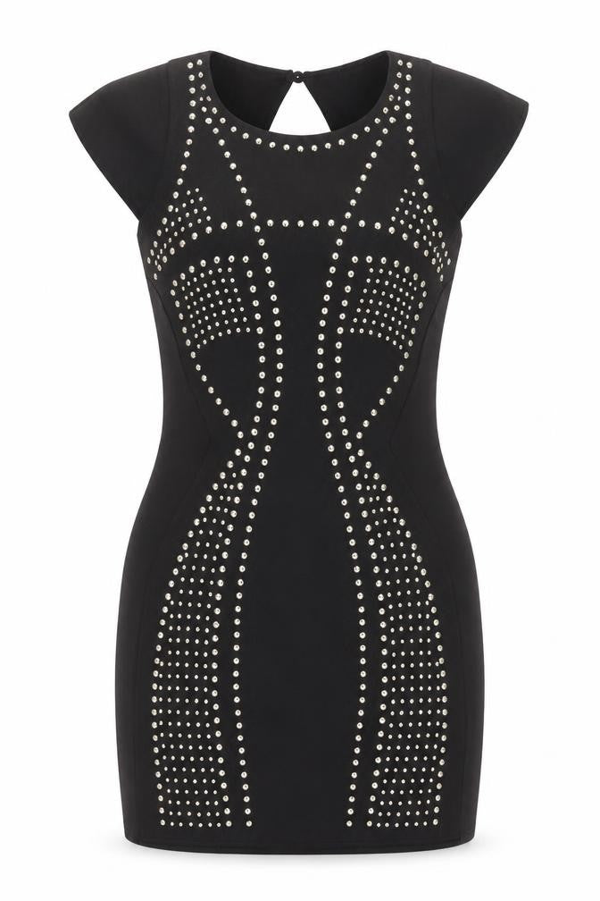 Amy Childs Women's Black Studded Bodycon Party Dress Size 10