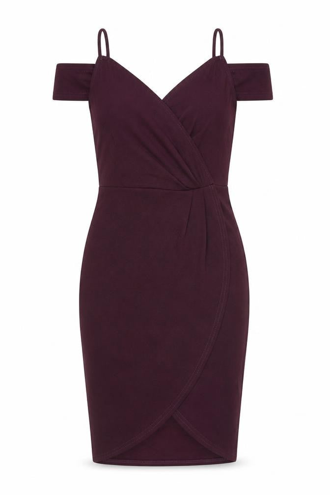 AX Paris Women’s Purple Cold Shoulder Bodycon Dress Size 10 Partywear
