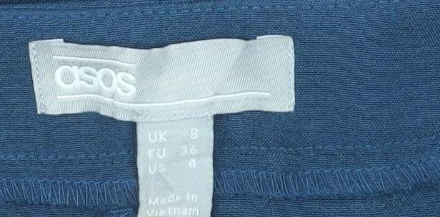 ASOS Women’s Blue UK 8 Slim Tapered Mid Rise Flat Front Trousers