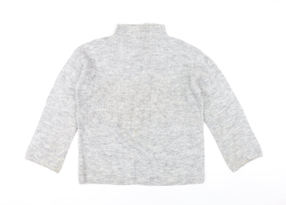 Next Women’s Grey Mock Neck Pullover Jumper Size 8 Knit Wool Blend