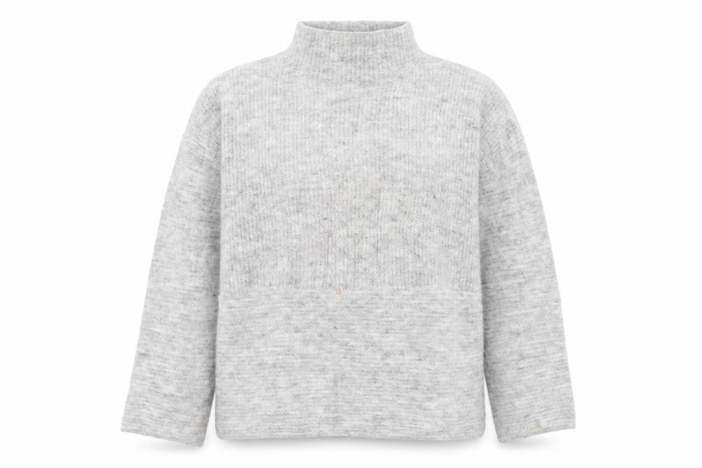 Next Women’s Grey Mock Neck Pullover Jumper Size 8 Knit Wool Blend