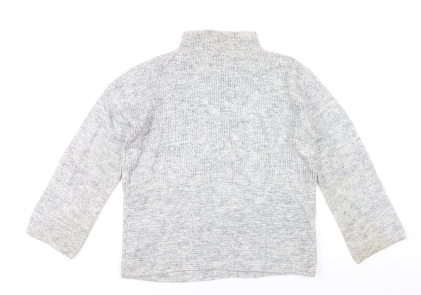 Next Women’s Grey Mock Neck Pullover Jumper Size 8 Knit Wool Blend