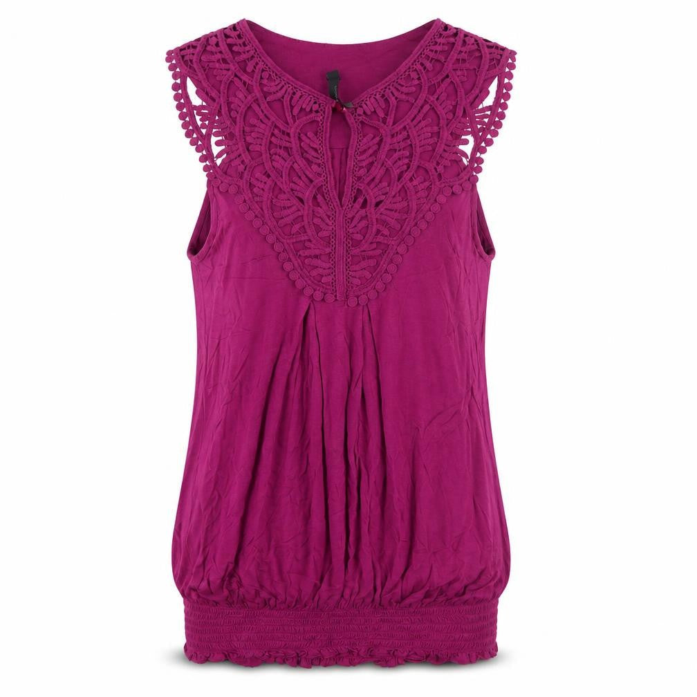 E-vie Womens Pink Crochet Trim Sleeveless Camisole Top Size 10-12